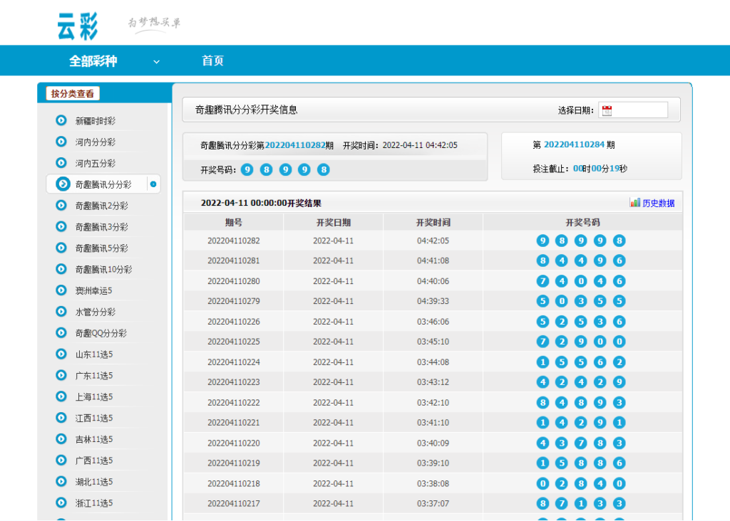 云彩开奖网系统源码,包含多个彩